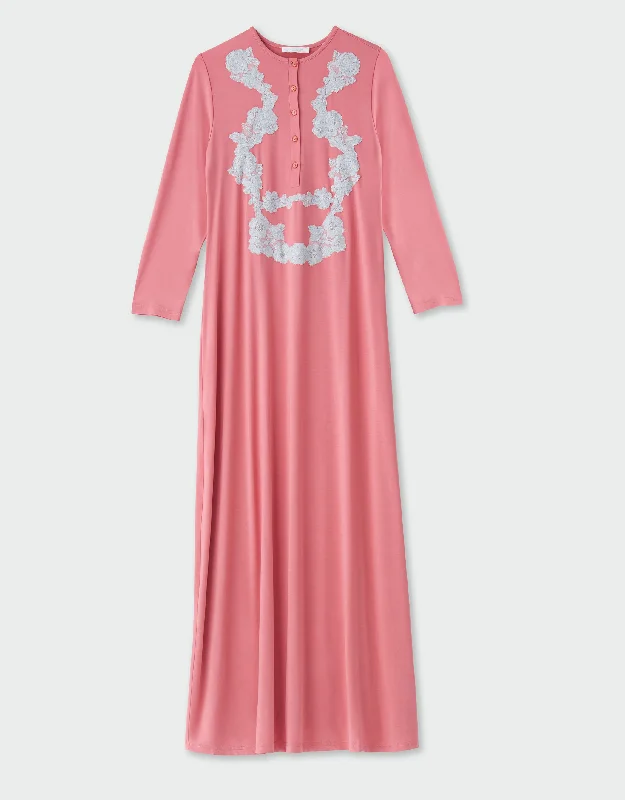 Organic men's thongs for an eco - friendly optionButton Front Nightgown with Surround Lace Applique New Pink