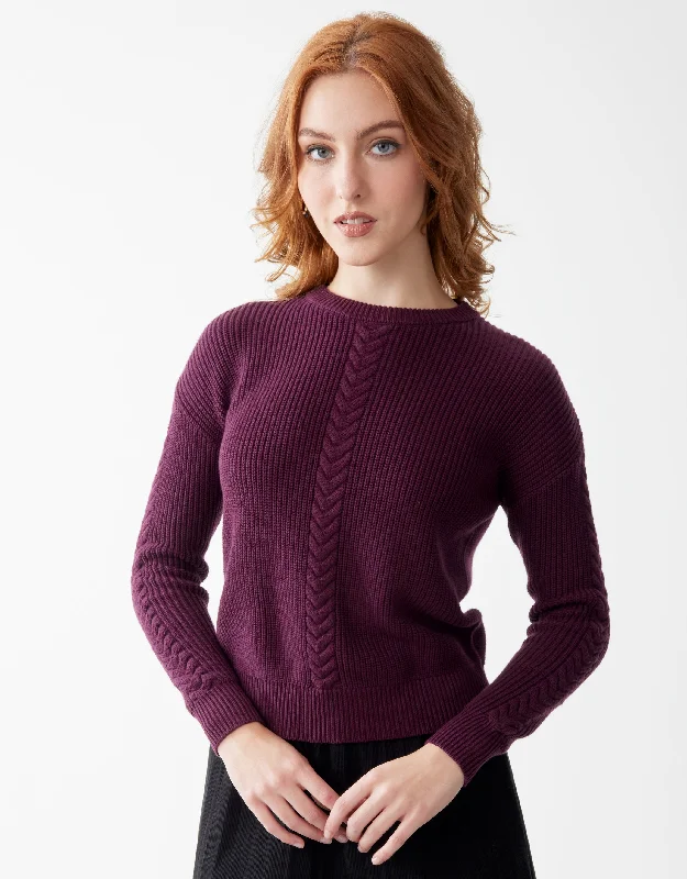 Microfiber men's thongs for a smooth feelCabled Shaker Sweater Plum