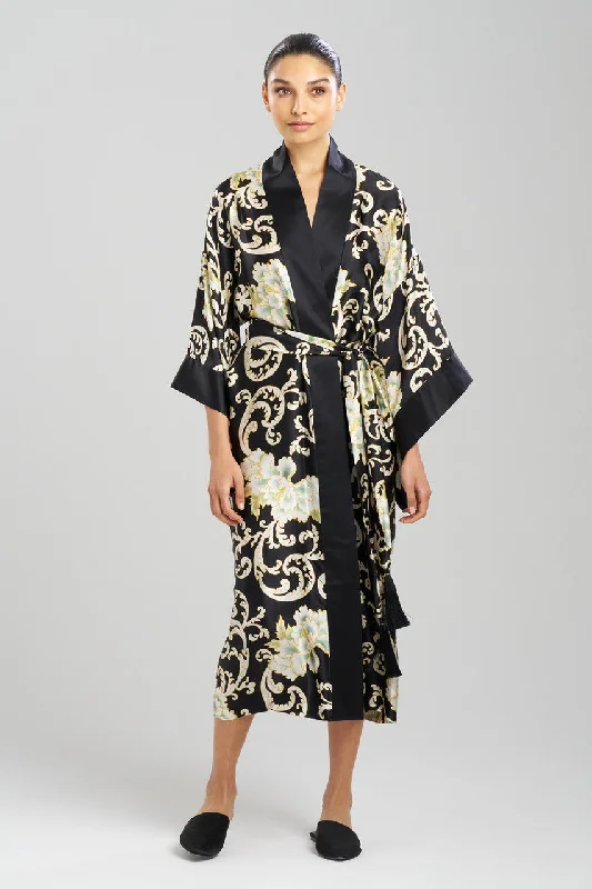 Athletic - style men's thongs for sportsCamille Floral Scroll Kimono Silk Robe