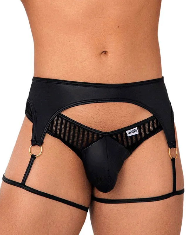 Patterned men's thongs, such as stripes or polka dotsCandyman 99655 Garter Thongs Black