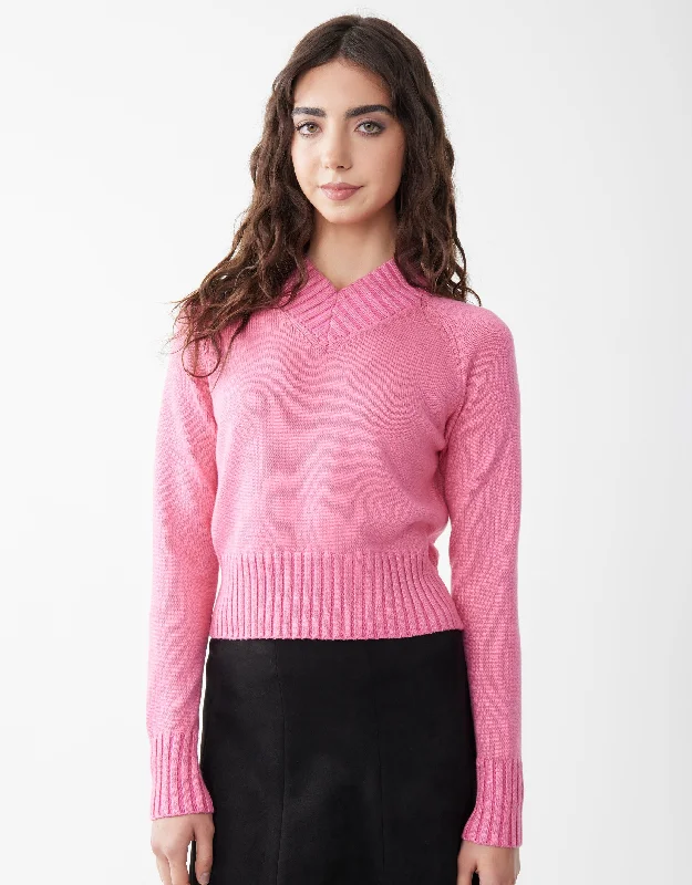 Performance men's thongs for active useChunky Vneck Midriff Sweater Pink Heather