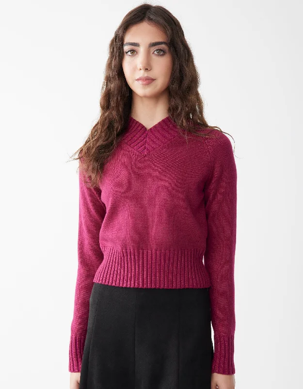 Microfiber men's thongs for a smooth feelChunky Vneck Midriff Sweater Fuchsia Heather
