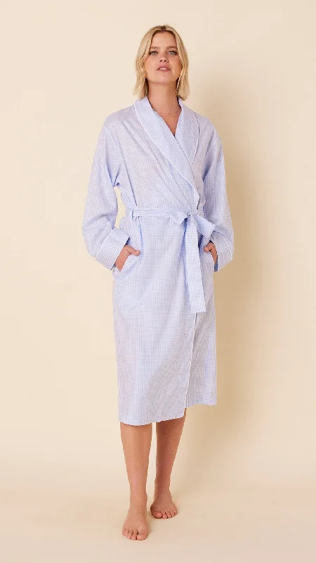 Sheer men's thongs for a provocative appearanceClassic Gingham Luxe Pima Shawl Robe - Blue Sheer men's thongs for a provocative appearanceClassic Gingham Luxe Pima Shawl Robe - Blue