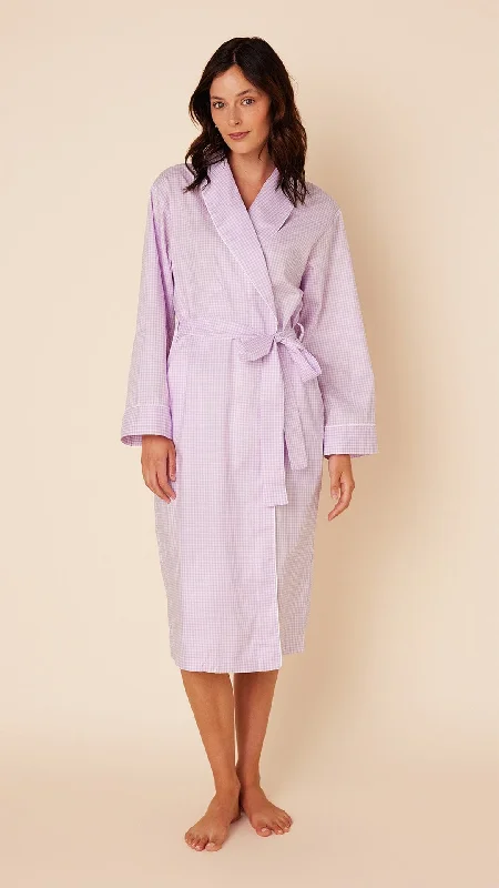 Elastic - banded men's thongs for a secure fitClassic Gingham Luxe Pima Shawl Robe - Lavender