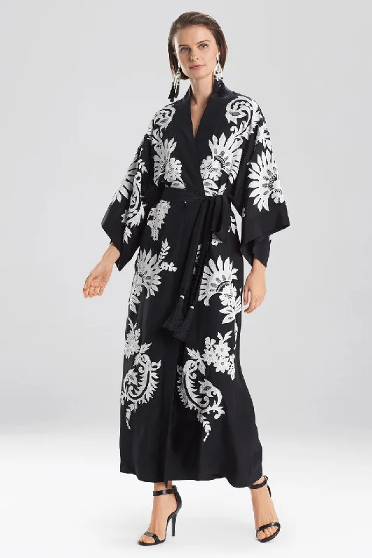 Microfiber men's thongs for a smooth feelCouture Mantilla Scroll Embroidery Robe