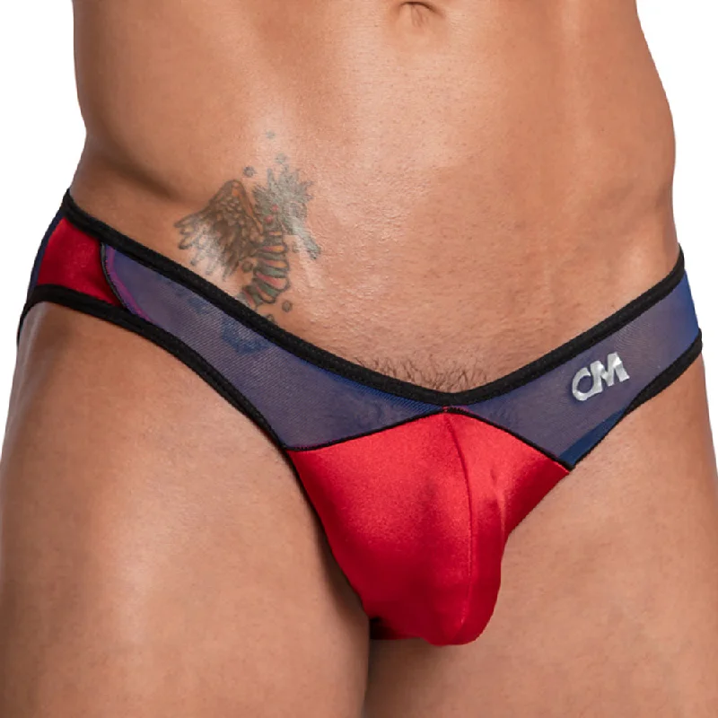 Leather men's sexy underwear for a bold lookCover Male CMI056 Half Mesh Bikini