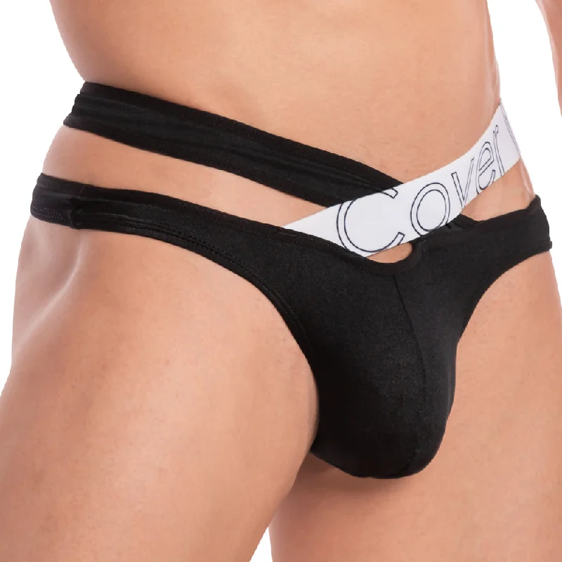 Geometric - patterned men's sexy underwear for a modern appealCover Male CMK055 Star Flower Thong