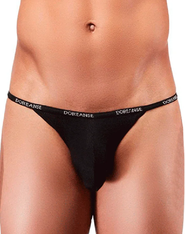 Elastic - banded men's thongs for a secure fitDoreanse 1330 Ribbed Modal T-Thong Modal Black