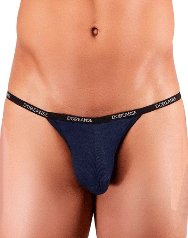 Elastic - banded men's thongs for a secure fitDoreanse 1330 Ribbed Modal T-Thong Modal Blue