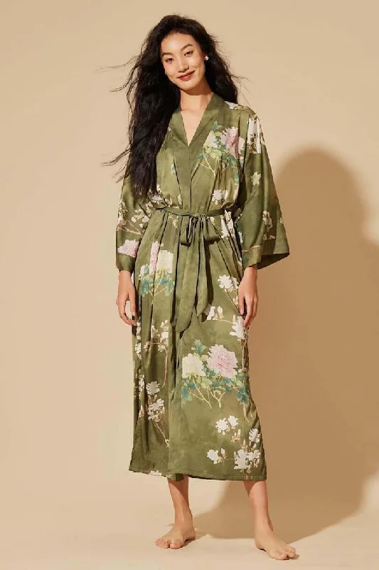 Leather men's thongs for a fetish lookFloral Olive Kimono Robe