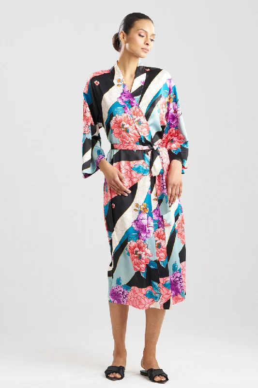 Organic men's thongs for an eco - friendly optionFloral Tapestry Satin Robe