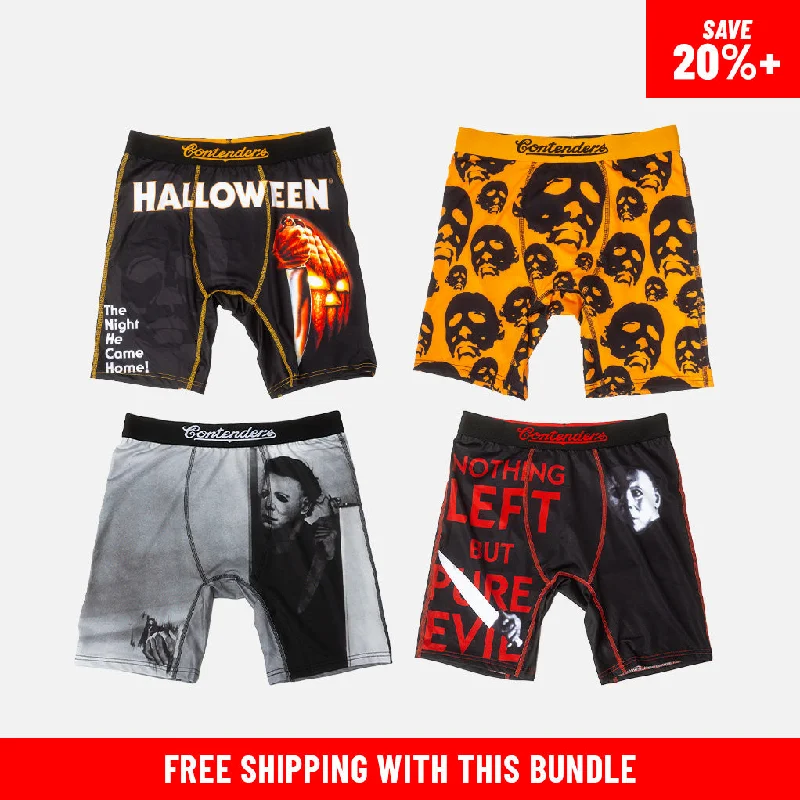 Compression men's boxer briefs for muscle supportHALLOWEEN 4 PACK BRIEF