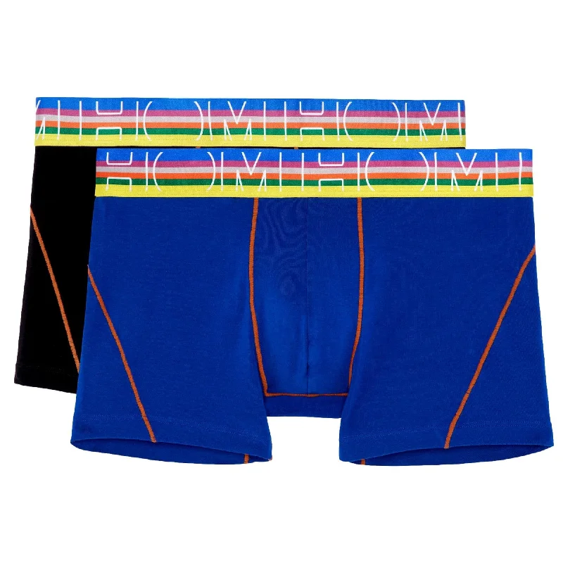 Breathable cotton men's boxer briefs for everyday wearHOM Boxer Briefs - Carl #2 - Black/Bright Blue 2 Pack Breathable cotton men's boxer briefs for everyday wearHOM Boxer Briefs - Carl #2 - Black/Bright Blue 2 Pack