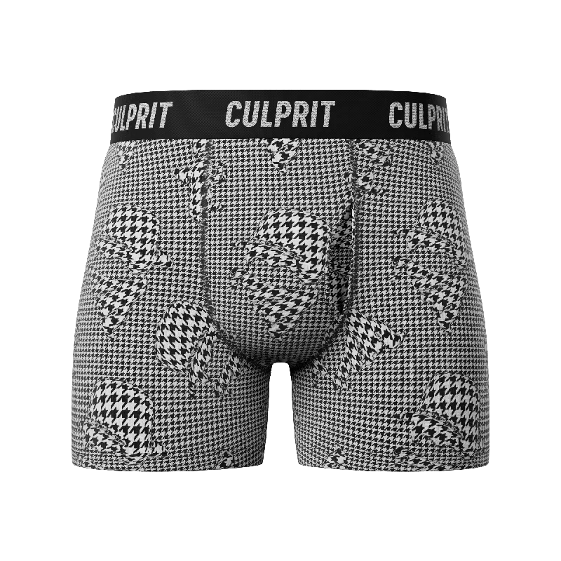 Anti - odor men's boxer briefs for long - lasting freshnessHoundstooth 🐺 Boxer Briefs w' fly