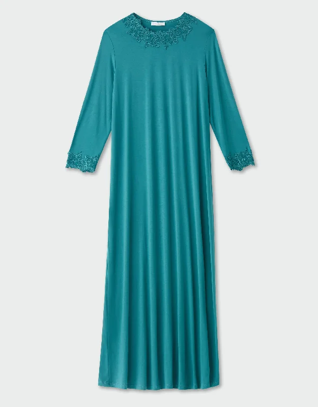 Rhinestone - embellished men's thongs for glamourLace Trimmed Pull On Nightgown Teal Green Rhinestone - embellished men's thongs for glamourLace Trimmed Pull On Nightgown Teal Green