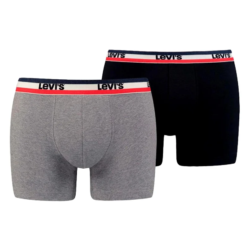 High - rise men's boxer briefs for extra supportLevi's 2 Pack Sportswear Logo Colour Boxer Brief - Black/Grey High - rise men's boxer briefs for extra supportLevi's 2 Pack Sportswear Logo Colour Boxer Brief - Black/Grey