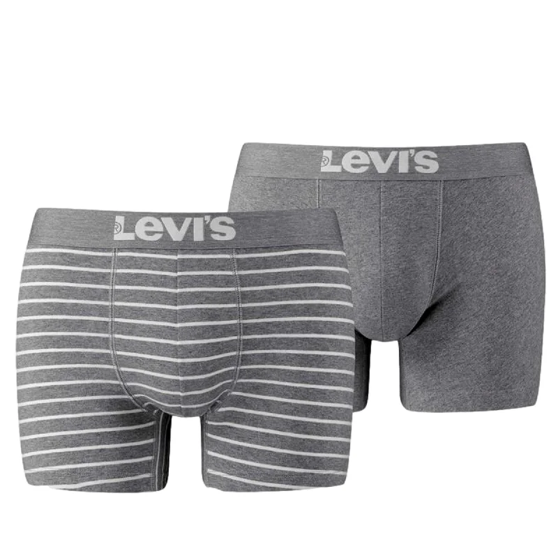 Designer men's boxer briefs with a premium lookLevi's 2 Pack Vintage Stripe Boxer Brief - Middle Grey Melange Designer men's boxer briefs with a premium lookLevi's 2 Pack Vintage Stripe Boxer Brief - Middle Grey Melange