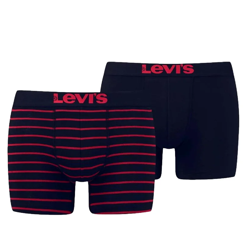 Anti - odor men's boxer briefs for long - lasting freshnessLevi's 2 Pack Vintage Stripe Boxer Brief - Red/Black Anti - odor men's boxer briefs for long - lasting freshnessLevi's 2 Pack Vintage Stripe Boxer Brief - Red/Black