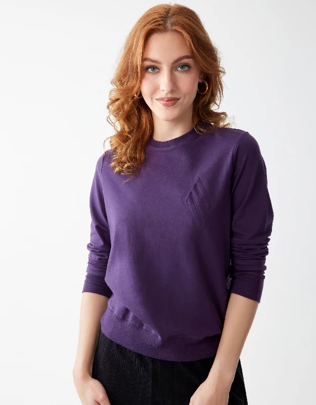 Elastic - banded men's thongs for a secure fitLight French Terry Logo Embossed Sweatshirt Plum Elastic - banded men's thongs for a secure fitLight French Terry Logo Embossed Sweatshirt Plum