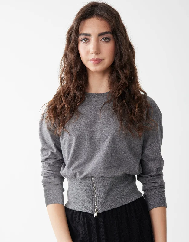 Designer men's thongs with a high - end finishLight French Terry Zippered Midriff Crop Top Heather Gray Designer men's thongs with a high - end finishLight French Terry Zippered Midriff Crop Top Heather Gray