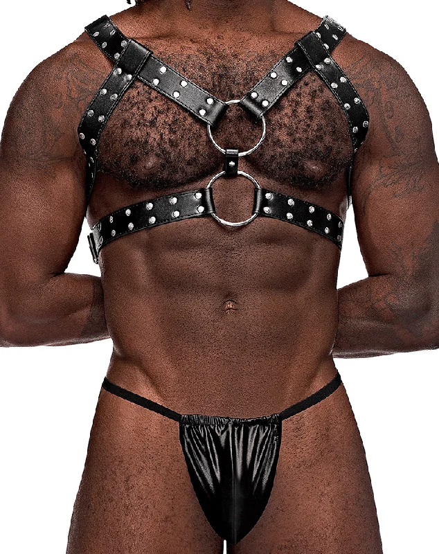Low - rise men's sexy underwear for a seductive silhouetteMale Power 591-266 Leather Gemini Harness Black Low - rise men's sexy underwear for a seductive silhouetteMale Power 591-266 Leather Gemini Harness Black