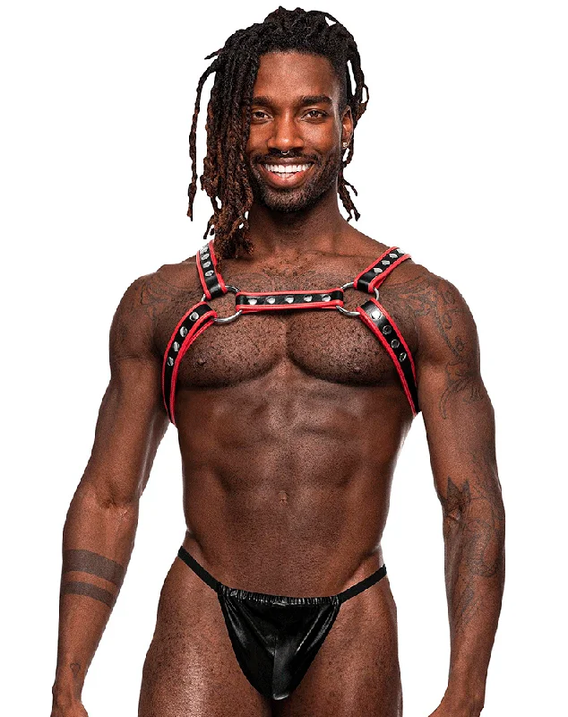 Metallic men's sexy underwear for a futuristic lookMale Power 596-266 Pu Leather Leo Black-red Metallic men's sexy underwear for a futuristic lookMale Power 596-266 Pu Leather Leo Black-red