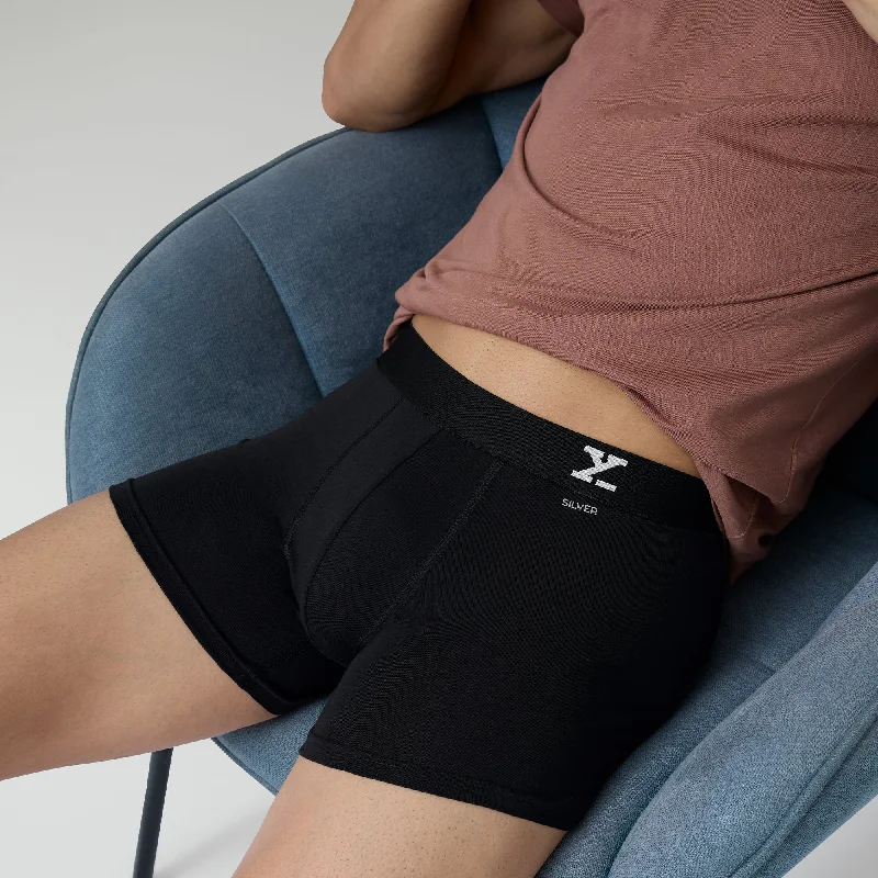 Mid - rise men's trunks for a balanced coverageAero Silver Cotton Trunks Black Knight Mid - rise men's trunks for a balanced coverageAero Silver Cotton Trunks Black Knight