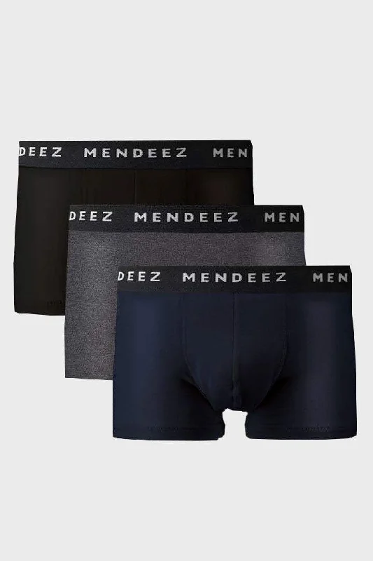 Printed men's trunks with eye - catching motifsBoxer Trunks - Navy Blue, Charcoal Grey & Black Pack Of 3 Printed men's trunks with eye - catching motifsBoxer Trunks - Navy Blue, Charcoal Grey & Black Pack Of 3