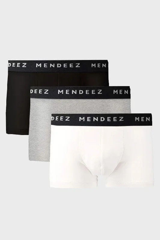 Stretch - lycra men's trunks for flexibilityBoxer Trunks - White, Heather Grey & Black Pack Of 3 Stretch - lycra men's trunks for flexibilityBoxer Trunks - White, Heather Grey & Black Pack Of 3