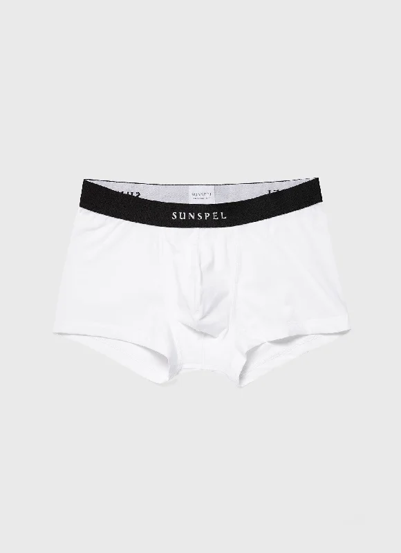 Breathable men's trunks for all - day wearMen's Logo Stretch Cotton Trunks in White/Black Breathable men's trunks for all - day wearMen's Logo Stretch Cotton Trunks in White/Black