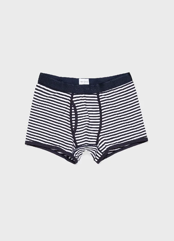 Tag - less men's trunks for irritation - free comfortMen's Superfine Cotton Trunks in White/Navy