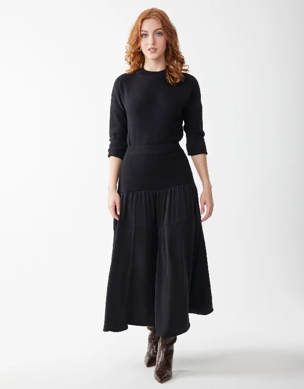 Athletic - style men's thongs for sportsMock Neck Knit and Soft Tiered Skirt and Top Set Black Athletic - style men's thongs for sportsMock Neck Knit and Soft Tiered Skirt and Top Set Black