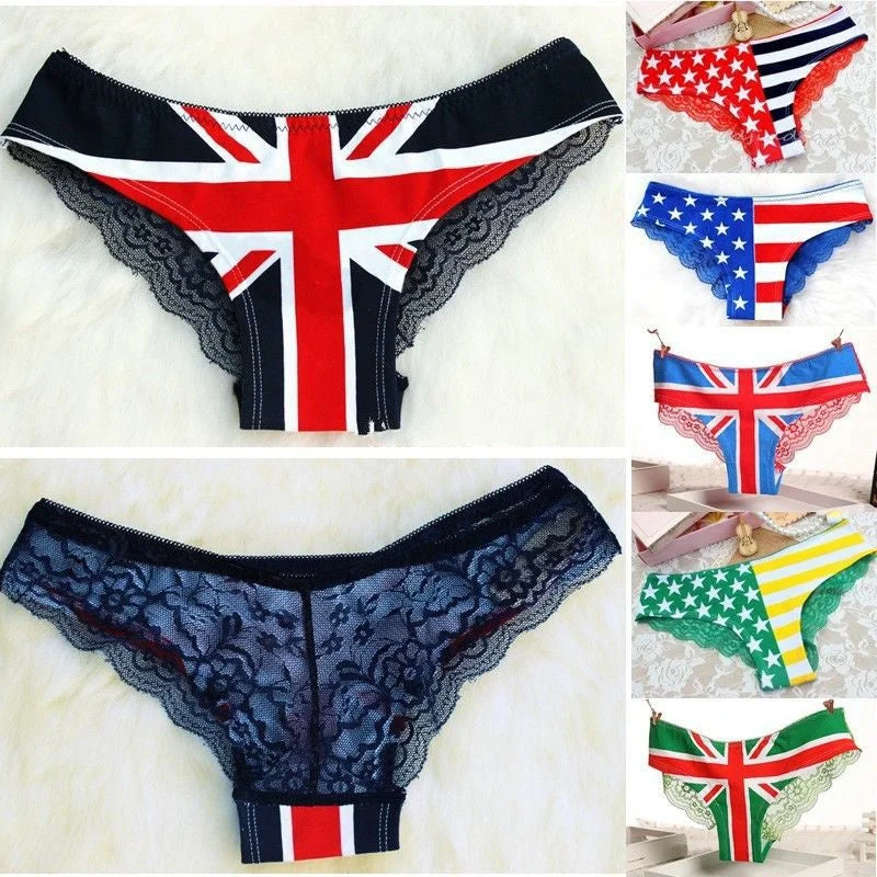 Rhinestone - decorated men's sexy underwear for glamourNew Hot Womens Ladies Sexy Pants Flag Print Back Lace Briefs Underwear Knickers Rhinestone - decorated men's sexy underwear for glamourNew Hot Womens Ladies Sexy Pants Flag Print Back Lace Briefs Underwear Knickers