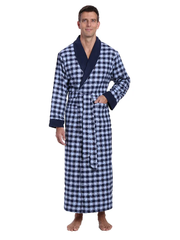 Stretch - lycra men's thongs for flexibilityMens Premium 100% Cotton Flannel Fleece Lined Robe - Gingham Checks - Navy Blue Stretch - lycra men's thongs for flexibilityMens Premium 100% Cotton Flannel Fleece Lined Robe - Gingham Checks - Navy Blue