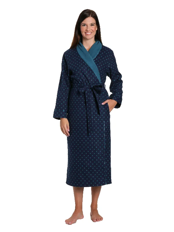Soft - fabric men's thongs for a gentle touchWomen's Premium Flannel Fleece Lined Robe - Dots Diva Blues Soft - fabric men's thongs for a gentle touchWomen's Premium Flannel Fleece Lined Robe - Dots Diva Blues