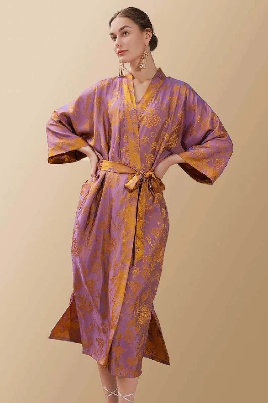 Solid - color men's thongs in simple huesOriental Jacquard Kimono Robe