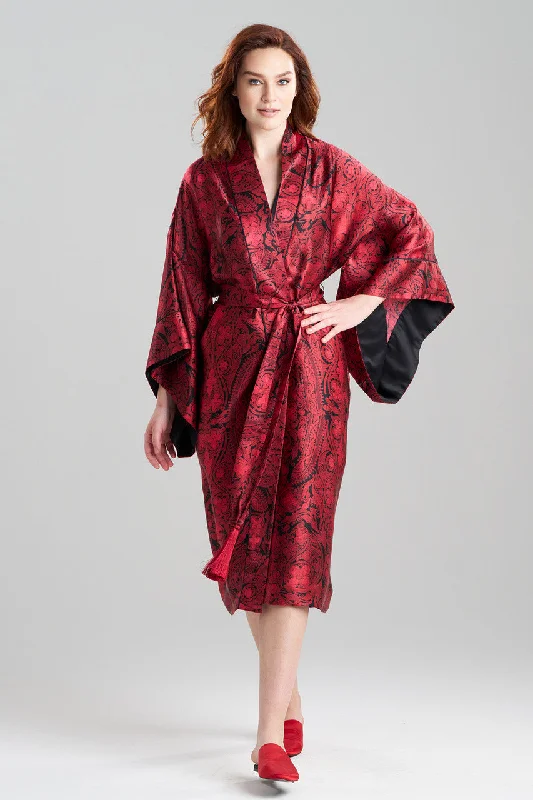 Solid - color men's thongs in simple huesOttoman Drop Sleeve Silk Robe