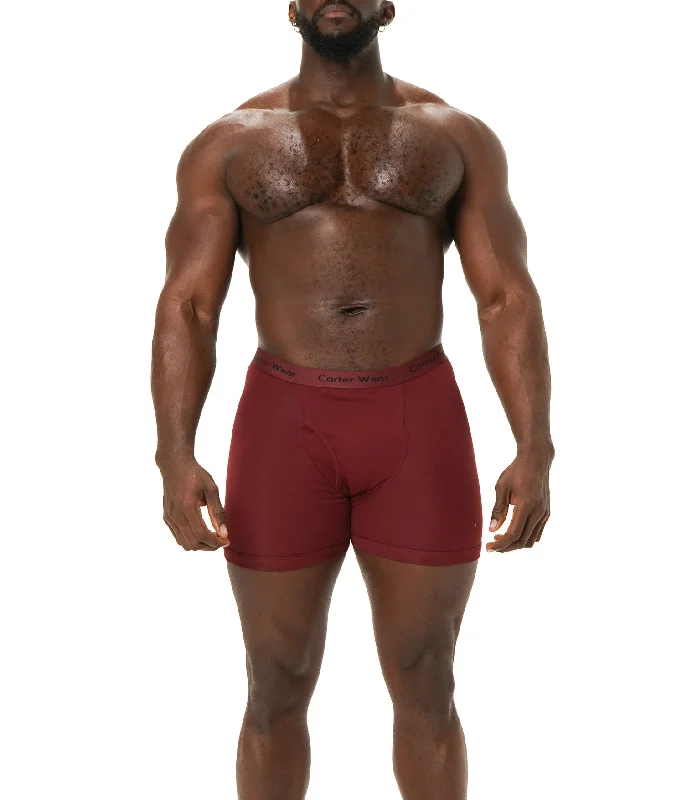 Compression men's boxer briefs for muscle supportOxblood Boxer Brief