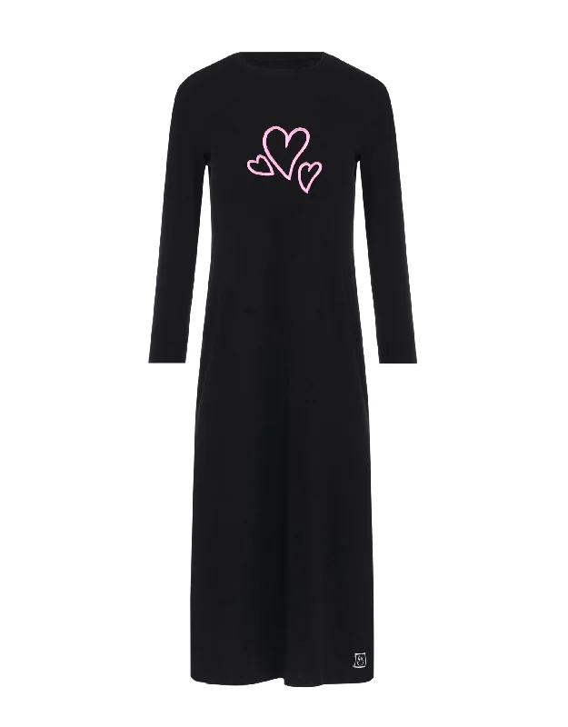 Neon - colored men's thongs for a bold statementPima Cotton Pink Tri-Heart Kids and Teen Nightgown Lounger Black