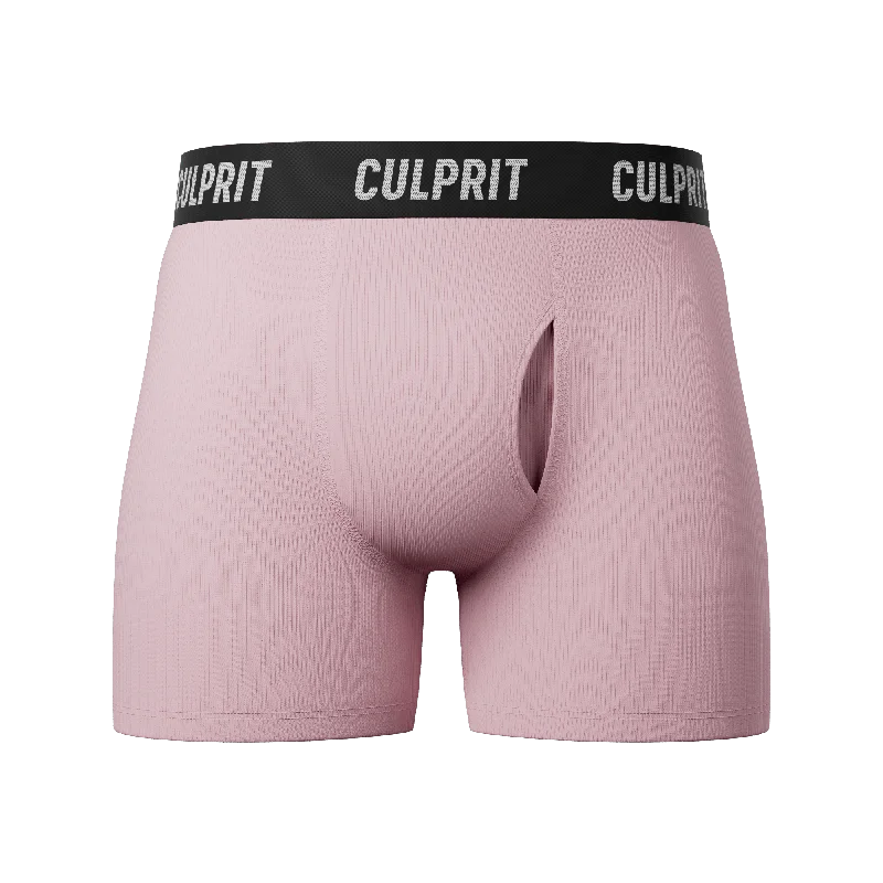 Solid - color men's boxer briefs in classic huesPink Ribbed Boxer Briefs w/ fly