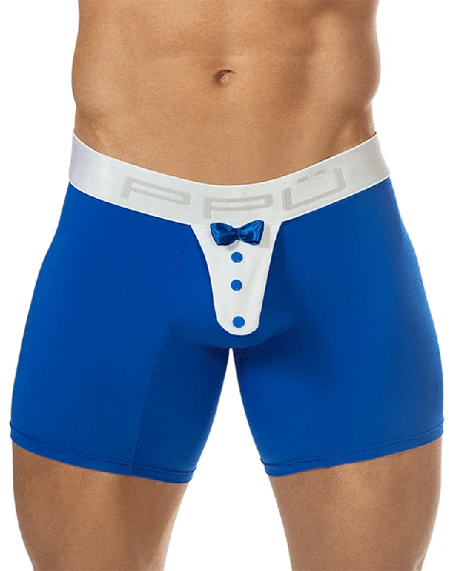 Patterned men's boxer briefs, such as stripes or checksPpu 1325 Tuxedo Boxer Briefs Blue Patterned men's boxer briefs, such as stripes or checksPpu 1325 Tuxedo Boxer Briefs Blue