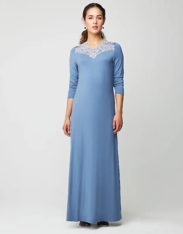 Neon - colored men's thongs for a bold statementPull On Nightgown with Contrast Lace Trim Soft Blue