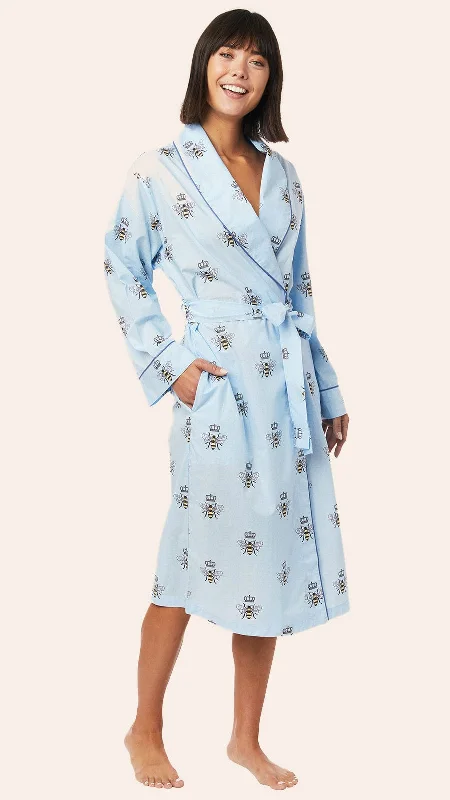 Leather men's thongs for a fetish lookQueen Bee Luxe Pima Shawl Collar Robe -  Blue