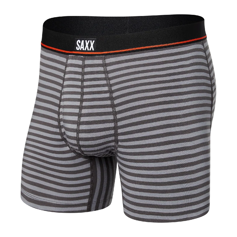 Athletic - style men's boxer briefs for active lifestylesSaxx Non-Stop Stretch Cotton Boxer Brief Fly - Hiker Stripe Grey Athletic - style men's boxer briefs for active lifestylesSaxx Non-Stop Stretch Cotton Boxer Brief Fly - Hiker Stripe Grey