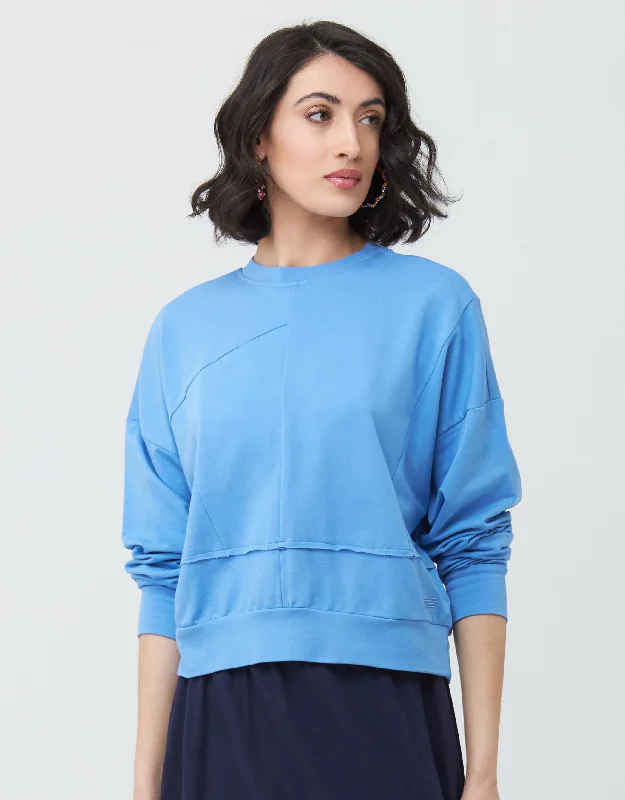Soft - fabric men's thongs for a gentle touchSeamed Sweatshirt with Raw Edge Sky