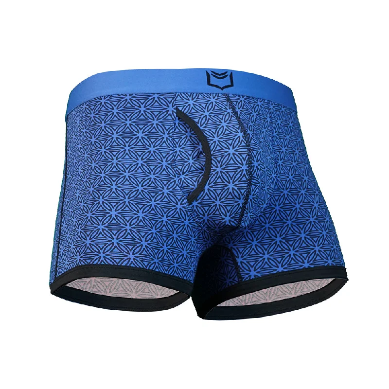 Patterned men's trunks, like camo or dotsSHEATH 2.1 Men's Dual Pouch Trunks