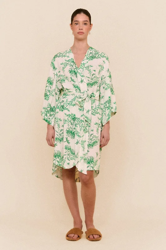 Organic men's thongs for an eco - friendly optionShort Kimono Robe - Summer Toile - Jade Green Organic men's thongs for an eco - friendly optionShort Kimono Robe - Summer Toile - Jade Green