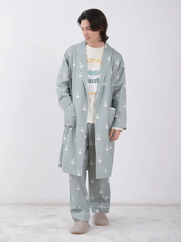 Mesh men's thongs for breathabilitySleeping Bear Pattern Lounge Robes