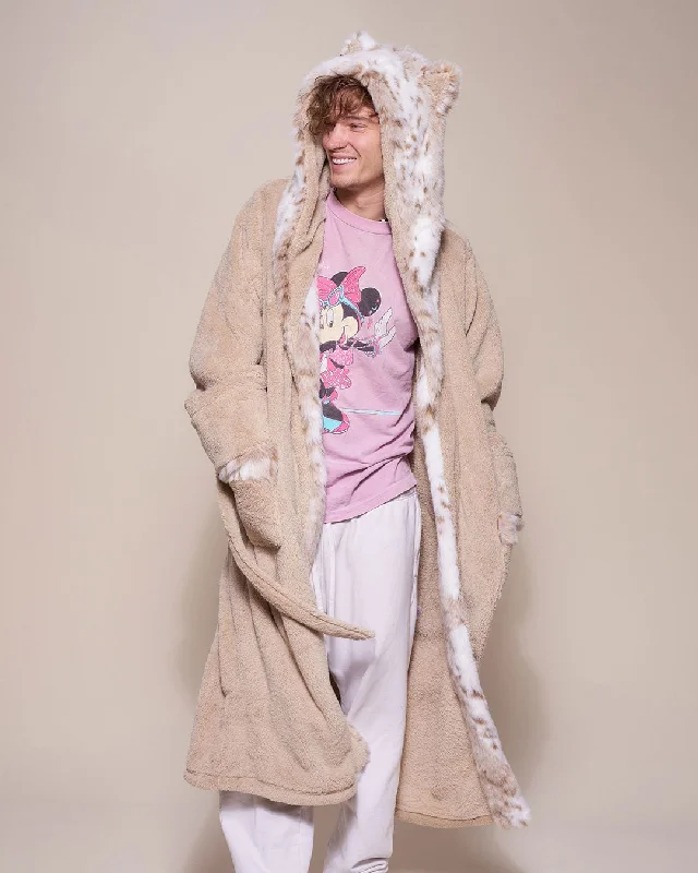 Mesh men's thongs for breathabilityClassic Men's Luxury Beige Robe | Snow Leopard