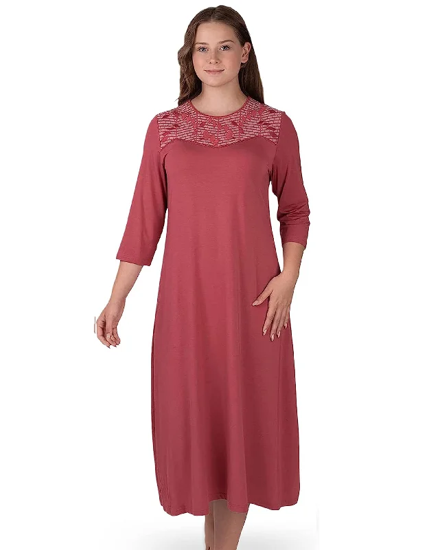 Mesh men's thongs for breathabilitySoft Nightshirt with Embroidered Panel Coral